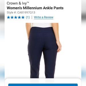 Crown and Ivy Navy women's Millennium Stretch Embellished Ankle pants crops 10